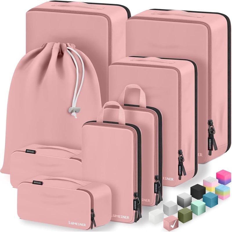 Velaybor 8 Set Compression Packing Cubes for Travel, Waterproof Luggage Organizers, Suitcase Organizer Set for Carry-On & Checked Baggage, Travel Accessories for Men & Women - Image 1